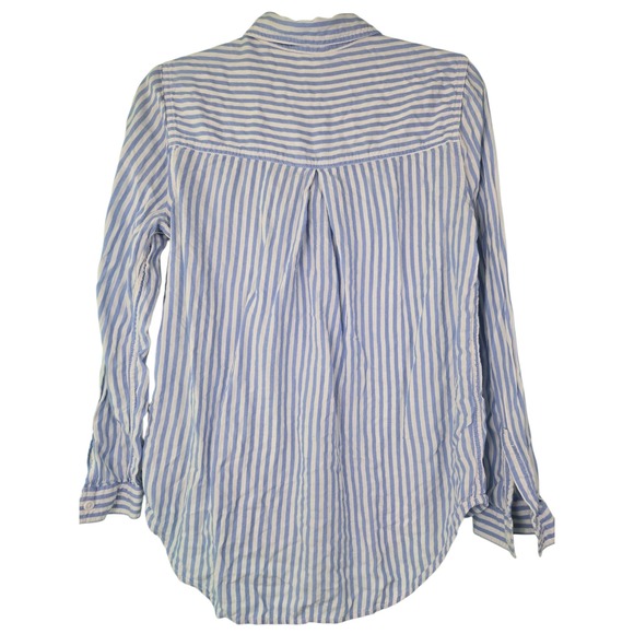 beachlunchlounge Striped Button Down Shirt Blue White Nautical Casual SMALL - Picture 5 of 5